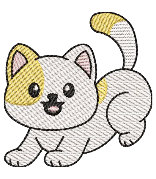 Matriz de Bordado Gato Branco Animado
